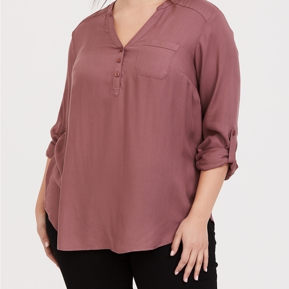 Torrid Walnut Brown Twill Top